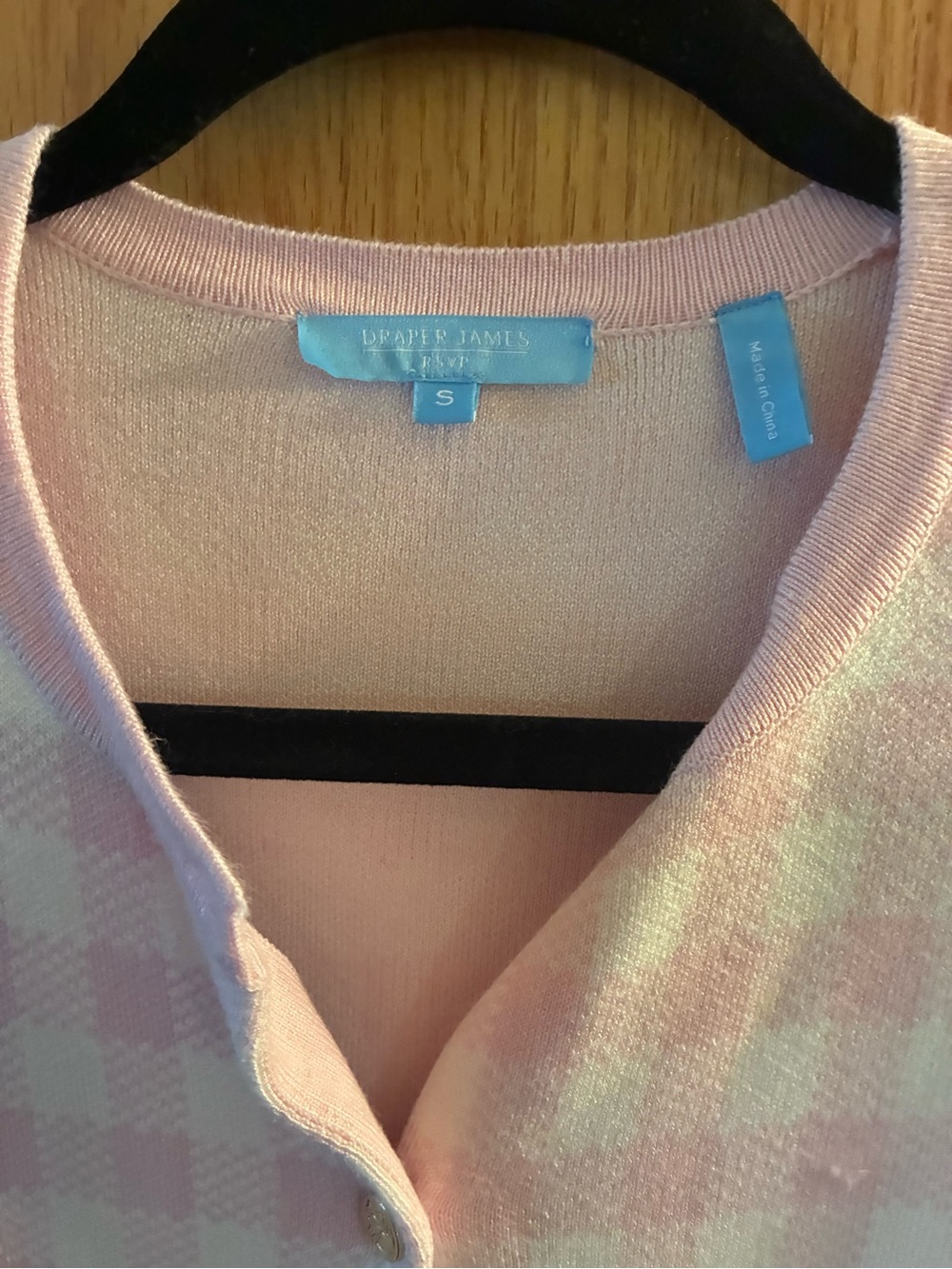 NWT Draper James Pink & Cream Gingham Cardigan - Picture 2 of 6